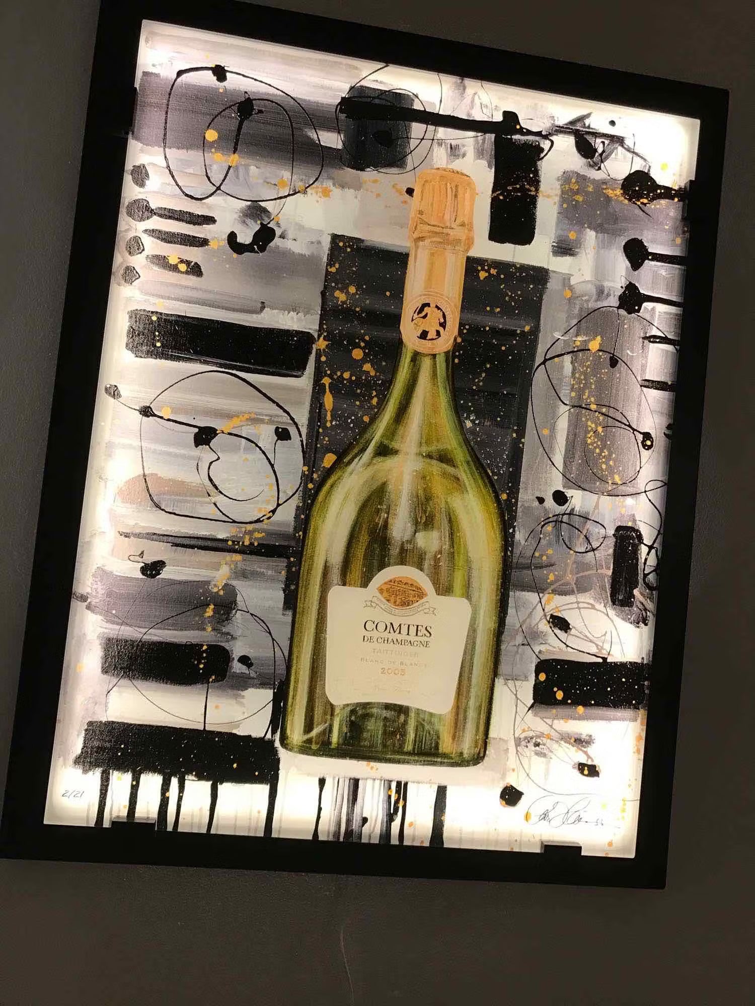 TATTINGER COMTE DE CHAMPAGNE -LEDLIGHT ART/SOLID GLASS